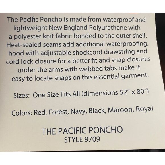 NWT Charles River Apparel Pacific Poncho 9709 "Guard" Navy One Size - Picture 5 of 5